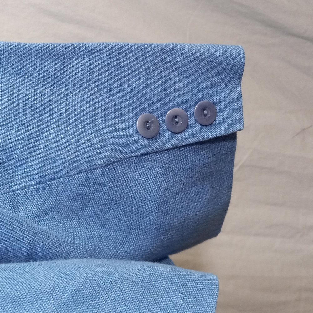 Talbots 16W Petite Blazer Jacket Blue Irish Linen Lined - Picture 7 of 11